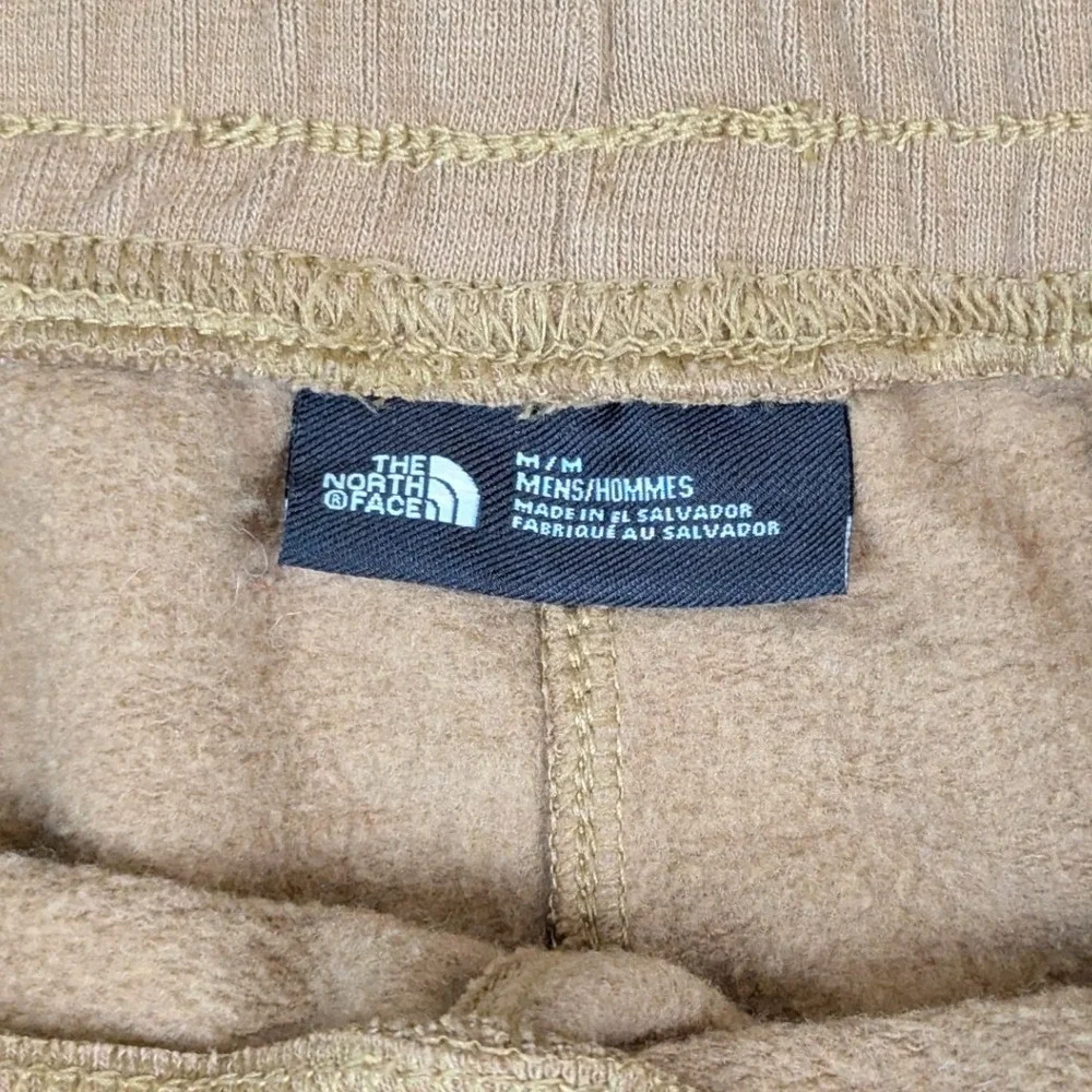 The North Face Mens Joggers Tan Brown Fleece Sweatpants Logo Patch Size M